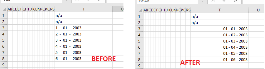 使用 Excel VBA 將字串格式化為兩位數的日期和月份
