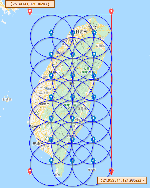 如何通過移動固定距離來獲取經緯度點（適用于谷歌地圖掃描視窗）？