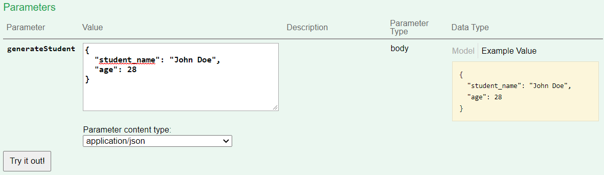 Swagger/OpenApi 模型示例值