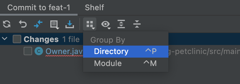 從 IntelliJ 更改串列中，我想查看沒有樹結構的更新檔案串列