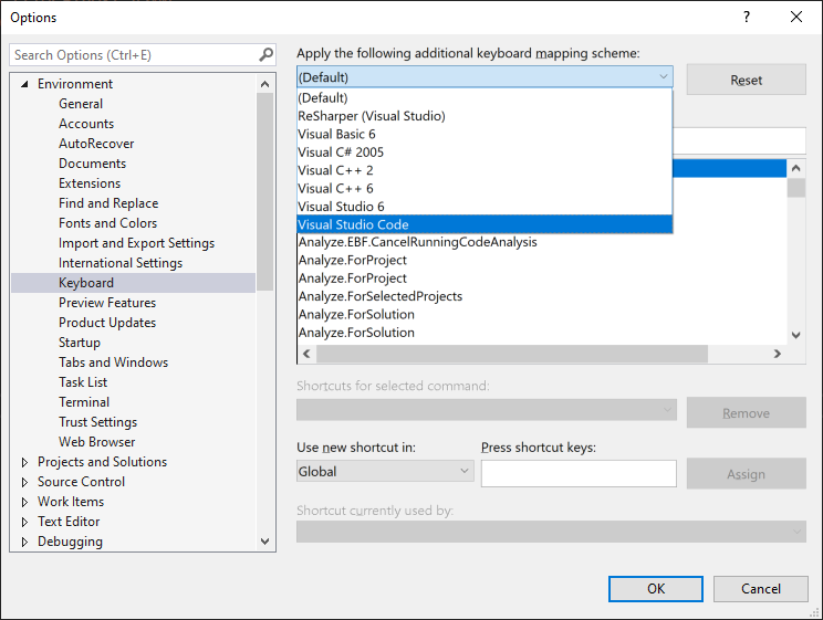 同步 Visual Studio Code 和 Visual Studio 2019 首選項/設定