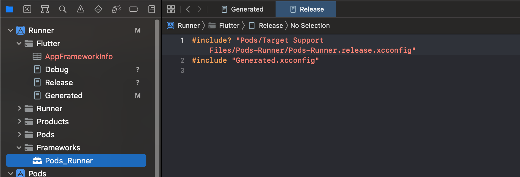 AppFrameWorkInfo 和 Pods_Runner 在 Xcode / Flutter 中顯示為紅色：如何解決？