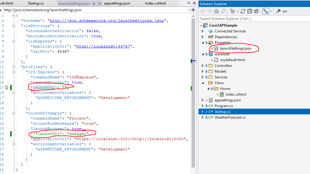 為 ASP.Net Core Web API 專案創建要在啟動時轉到的索引頁