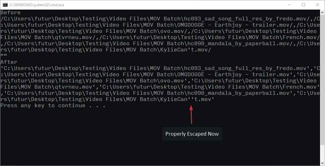 當帶有單引號的檔案通過腳本傳遞時,Powershell 腳本失敗。備用批處理檔案也因 & 和 ! 人物