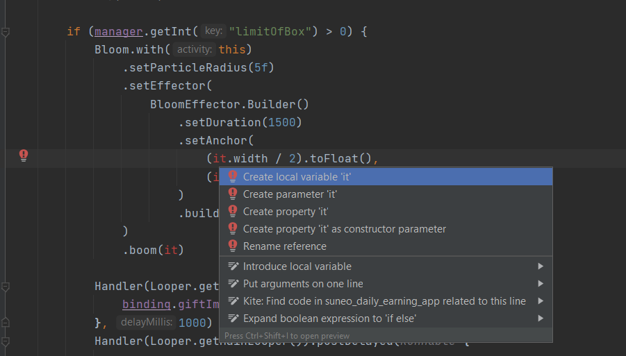 關鍵字“it”在 kotlin 代碼中顯示錯誤