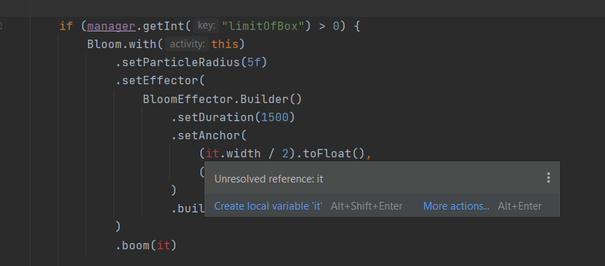 關鍵字“it”在 kotlin 代碼中顯示錯誤
