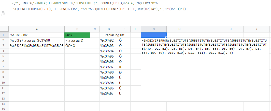 Google 表格 - 將 UTF-8 文本轉換為“普通字符”
