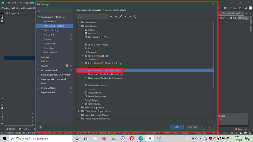 同步專案與 Gradle 檔案按鈕從 Android Studio 中消失了