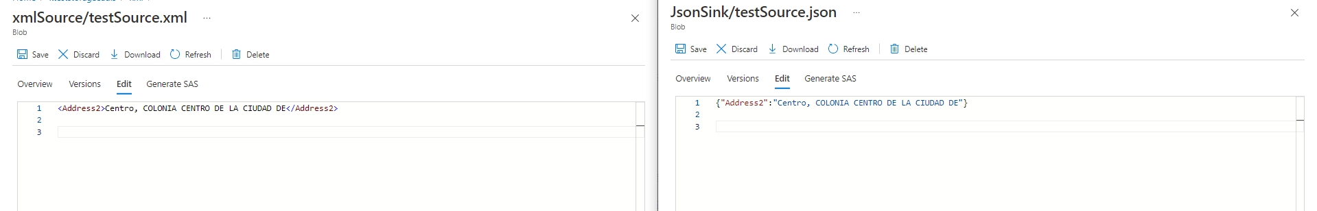 使用 Azure 資料工廠中的復制資料活動將 xml 決議為 json 時如何洗掉轉義字符？