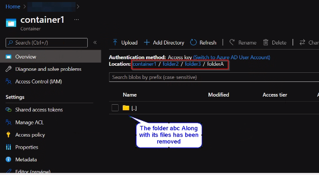 如何通過 azure 資料塊洗掉 ADLS gen2 中的子檔案夾
