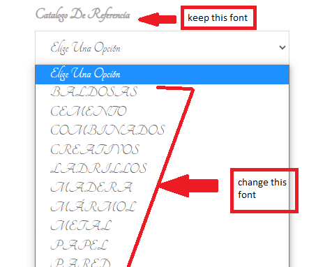 CSS - wordpress 如何更改下拉元素的字體樣式