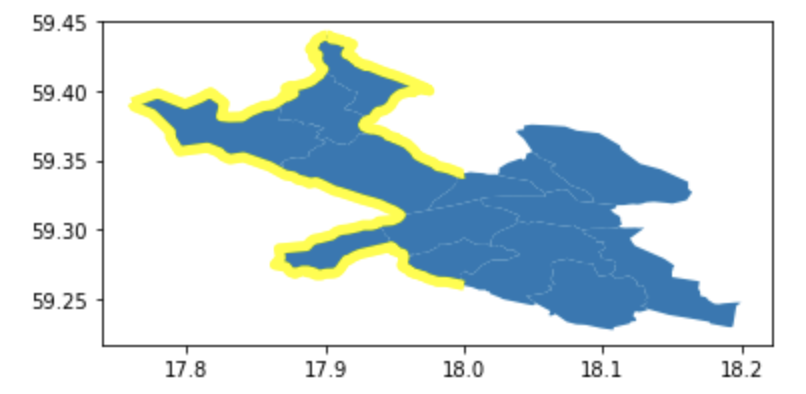 在區域的一部分周圍添加邊框,matplotlib/geopandas