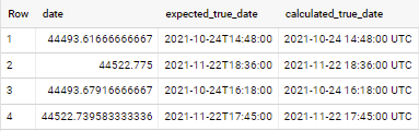 大查詢中從 Airtable 到正確和真實 DateStamp 的十進制字串樣式的日期戳