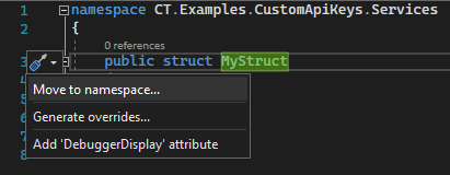 取消嵌套命名空間 c# Visual Studio
