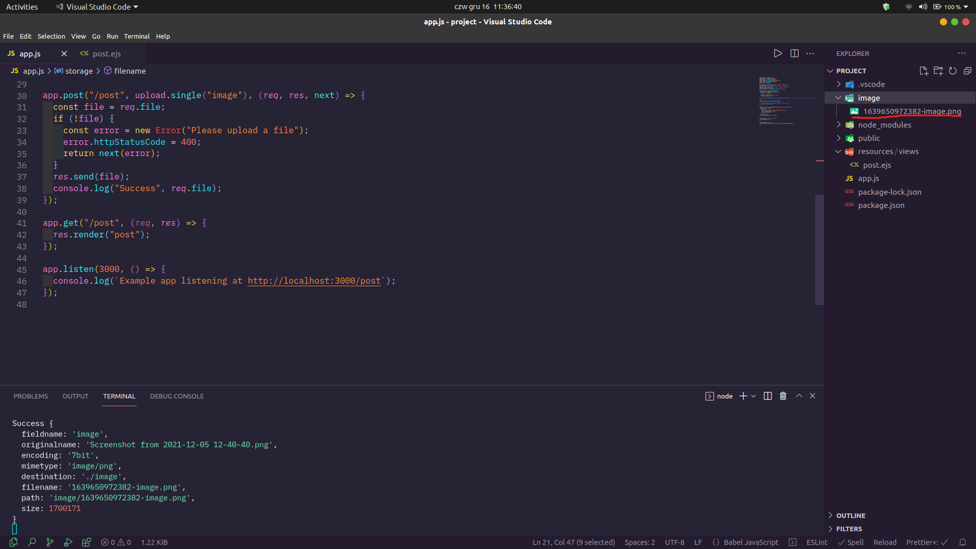 Multer nodejs - req.file 未定義
