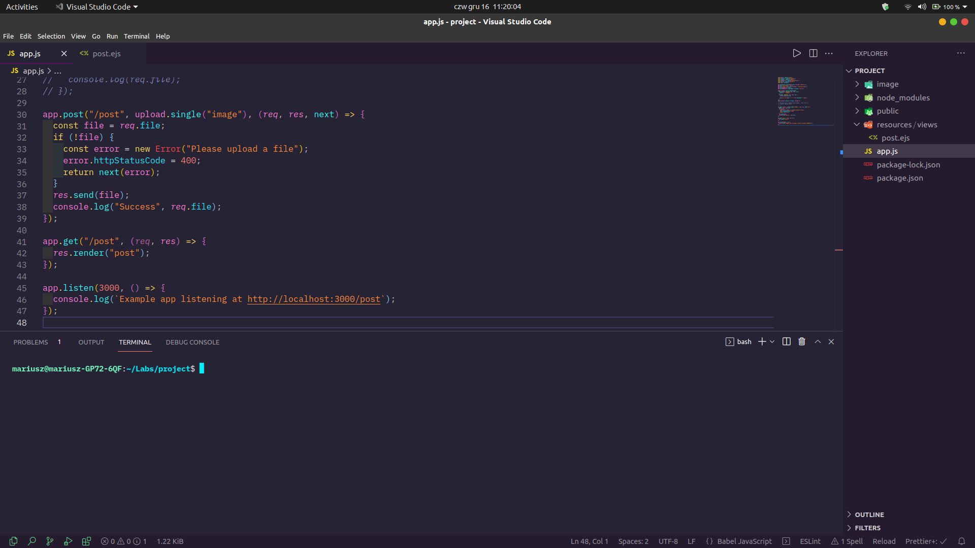 Multer nodejs - req.file 未定義