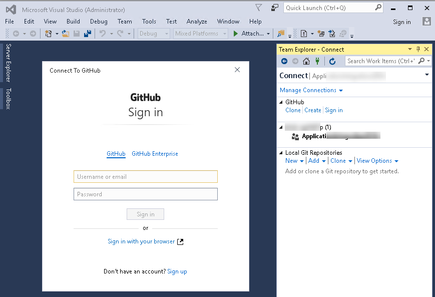 如何讓 Visual Studio 2015 與 Azure DevOps Git 存盤庫一起使用
