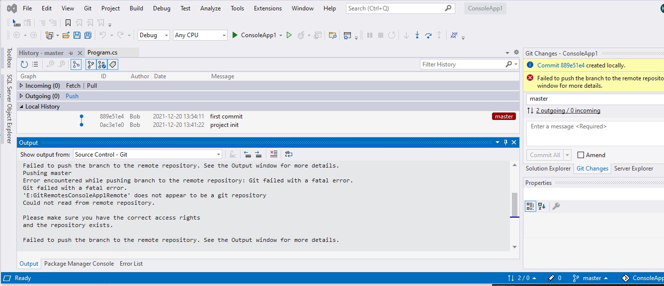 將 Visual Studio 專案放在 git 存盤庫中，并在網路驅動器上添加遠程（裸？）源