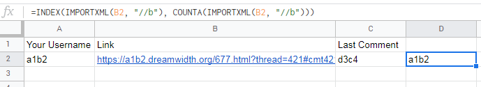 嘗試在 Google Sheets 中使用 XML 從類的最后一個實體中獲取資料