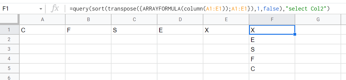 Google Sheet:如何反轉和轉置一行?