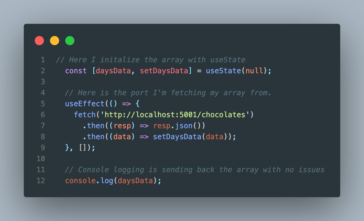 TypeError: null is not an object (evaluating 'daysData.map') - 試圖映射物件陣列