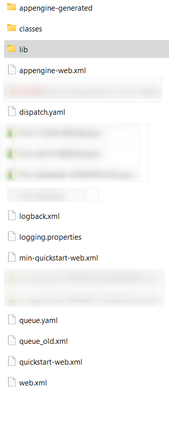 lib 和 classes 檔案夾使用 IntelliJ 進行暫存和部署，但 gcloud 命令不包含它們