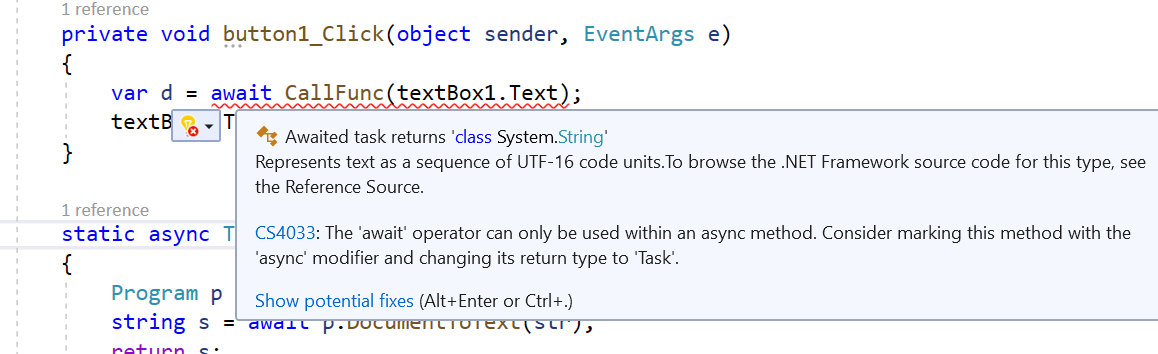 無法在 c# 中將型別“字串”隱式轉換為“System.Threading.Tasks.Task<string>”