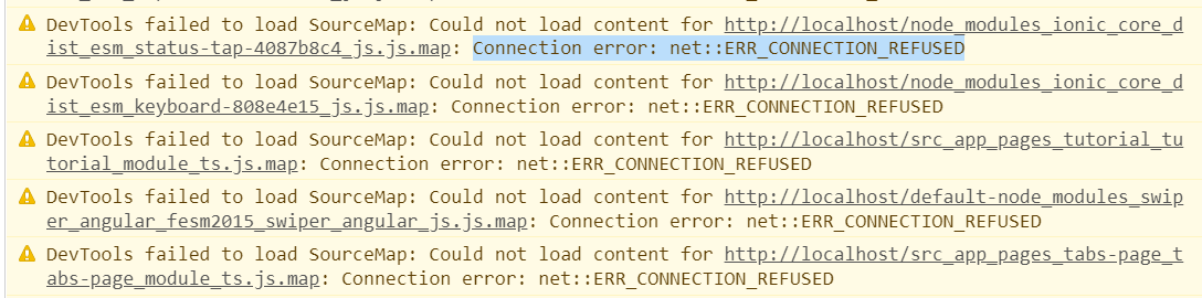 離子 5 電容器連接錯誤：net::ERR_CONNECTION_REFUSED