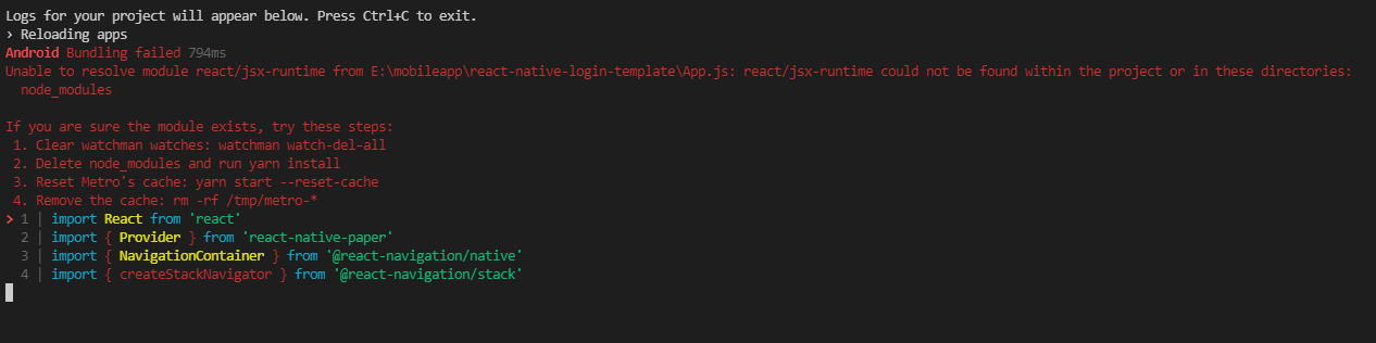 無法決議模塊 react/jsx-runtime