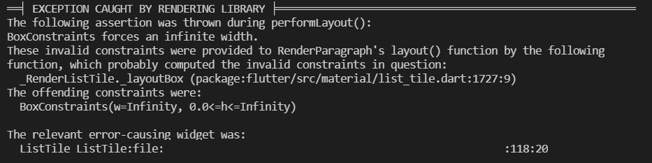 Flutter：ListTile 定位在影像上 - 引發例外 - BoxConstraints 強制無限寬度