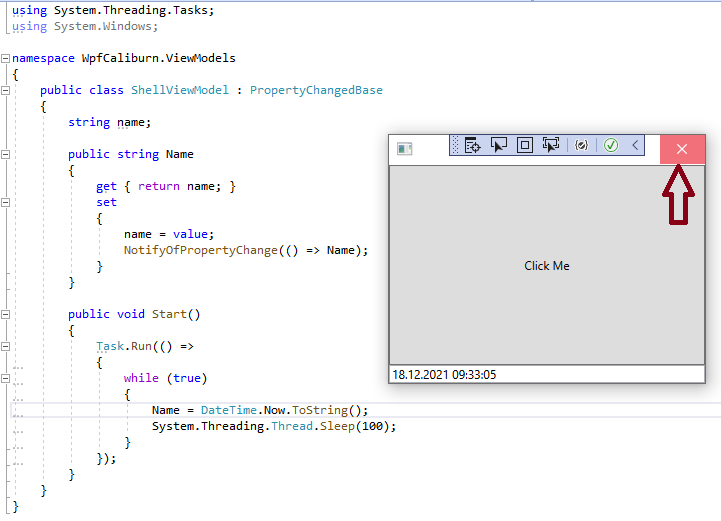 Wpf Caliburn.Micro 按下關閉按鈕會停止來自另一個執行緒的控制元件更新