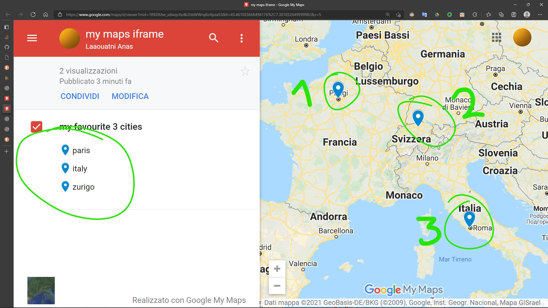 在網站中嵌入 Google 地圖的地點串列