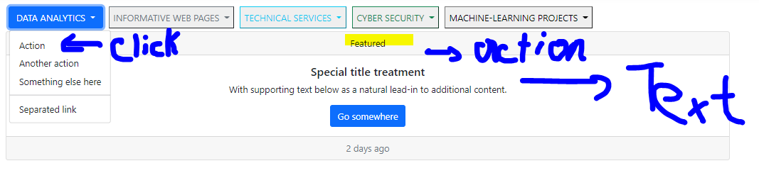 ASP.NET Core Web App 專案（下拉按鈕、處理單擊操作、顯示在帶有標題的卡片上