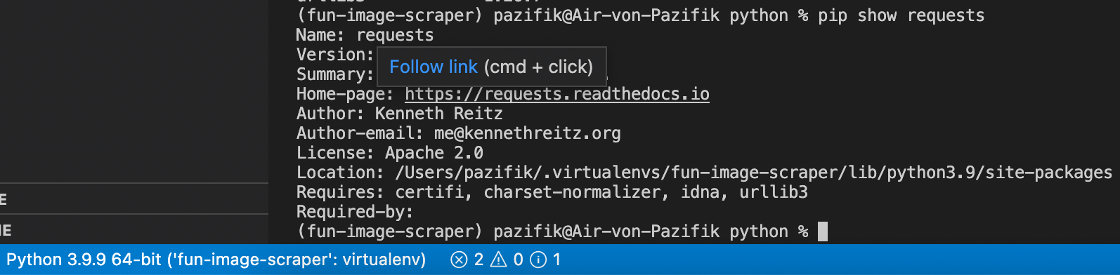 (False) 在 Visual Studio Code 的虛擬環境中使用全域 PyLint 匯入錯誤警告