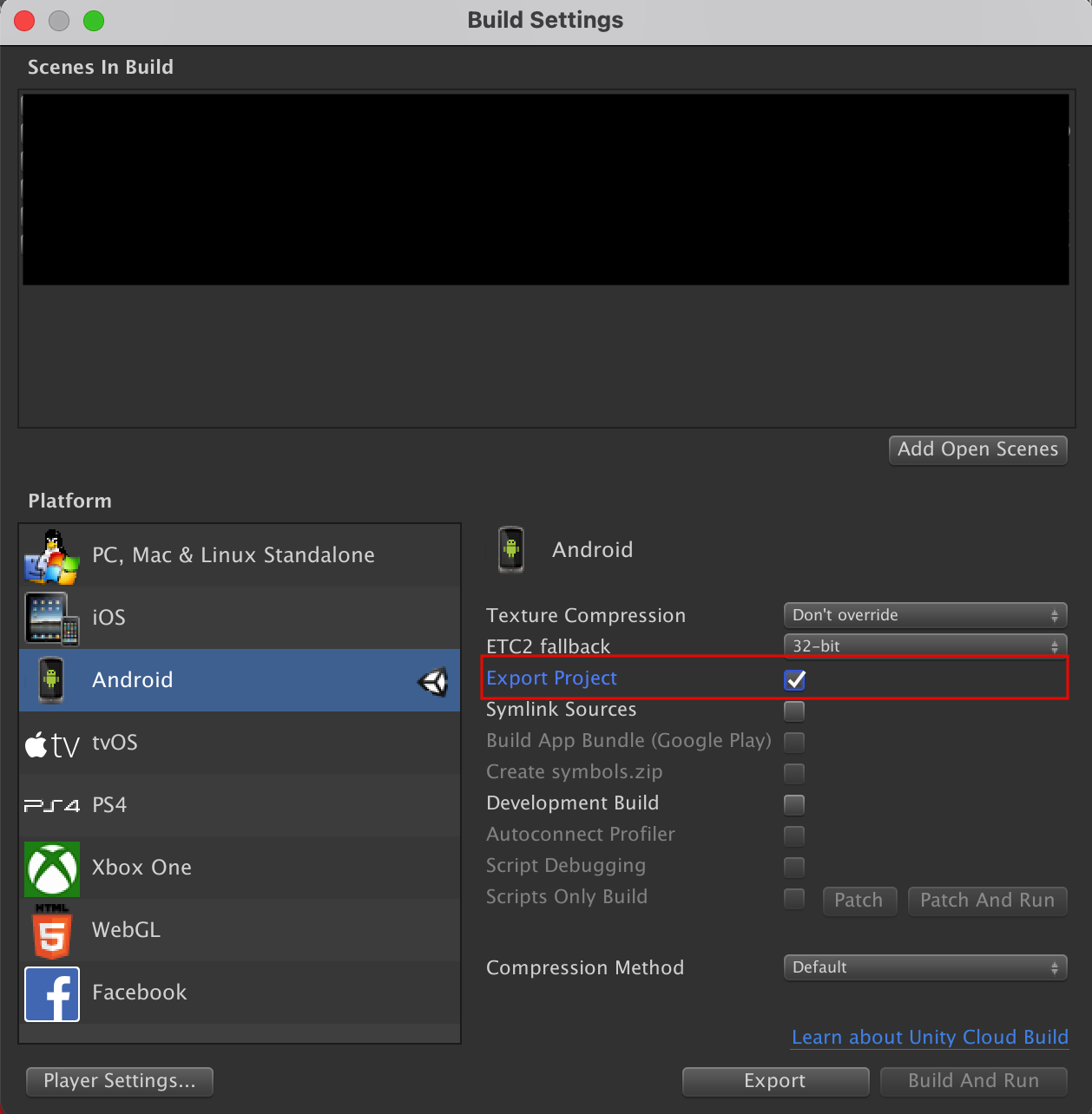 為 Android 構建 Unity 專案的另一種方法