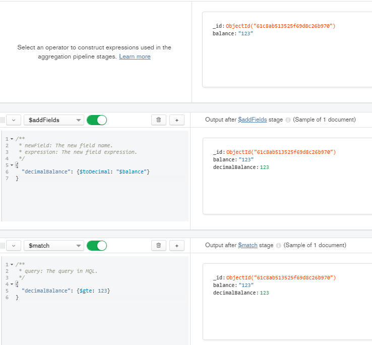 MongoDB - 使用 where 子句聚合并將字串列決議為數字