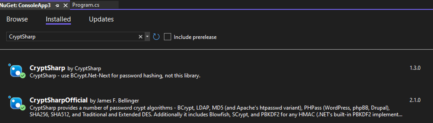 Cryptsharp C# Visual Studio 2022 沒有定義