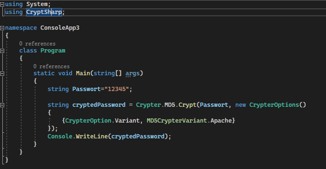 Cryptsharp C# Visual Studio 2022 沒有定義