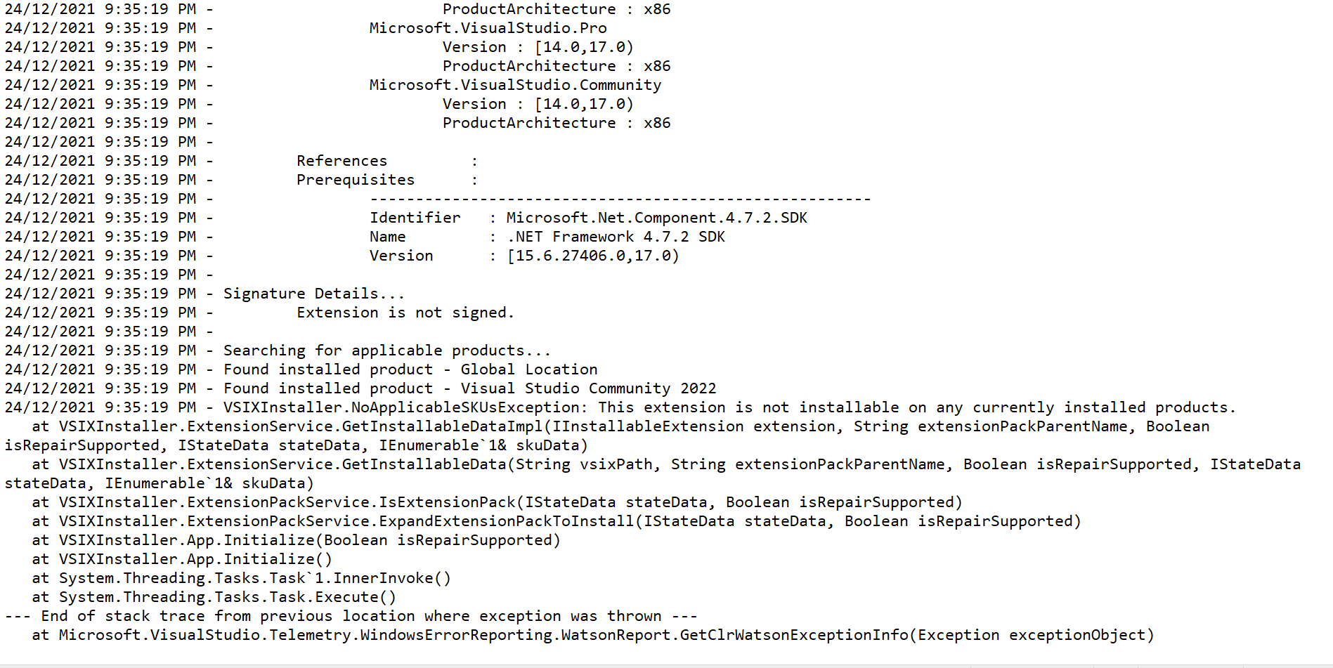 Visual Studio 2022 無法安裝擴展
