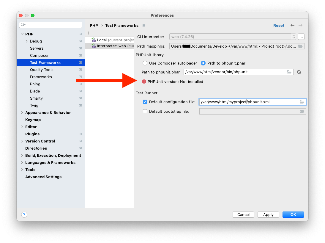 DDEV/Laravel/PHPUnit:PhpStorm 中的設定問題