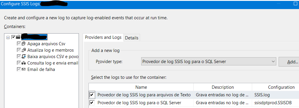 錯誤:必須為 Integration Services 的 SQL Server 安裝 SSIS 日志提供程式