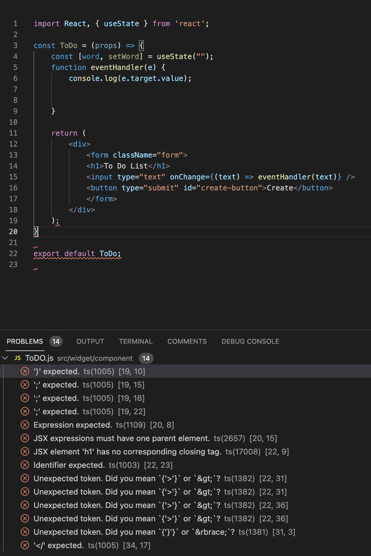 React 給了我紅色下劃線錯誤但沒有錯誤