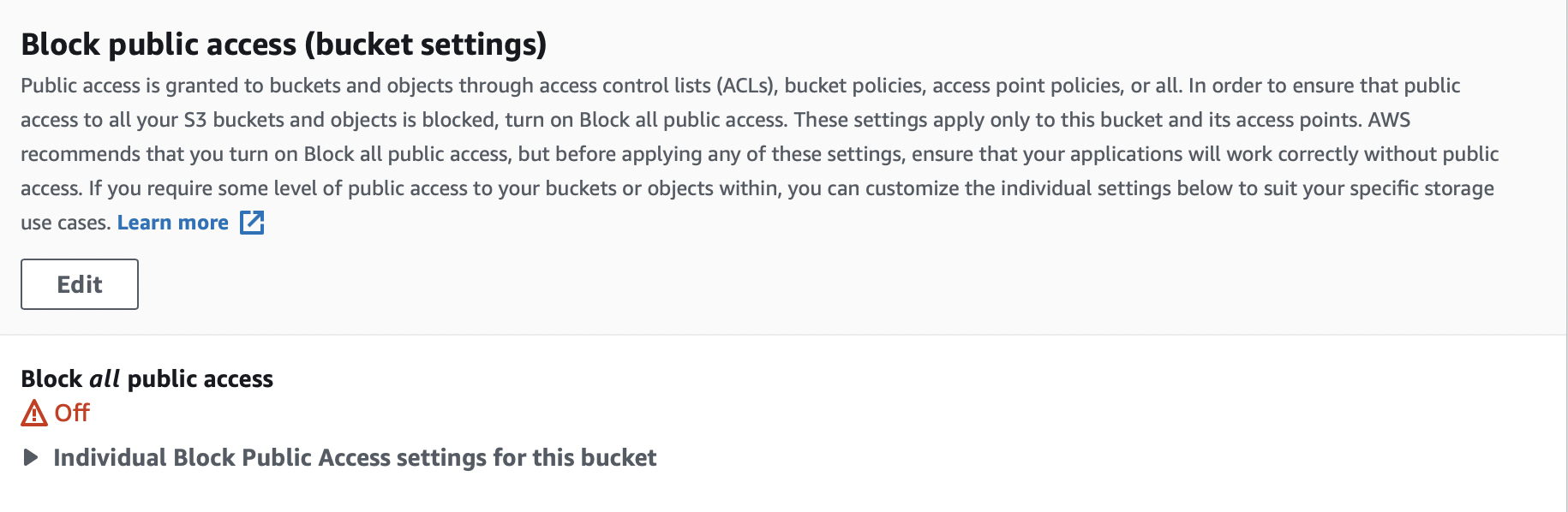 AWS S3 通過 ACL 禁用公開？