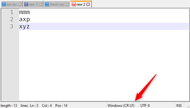 在 Notepad 中將列轉換為行 CSV