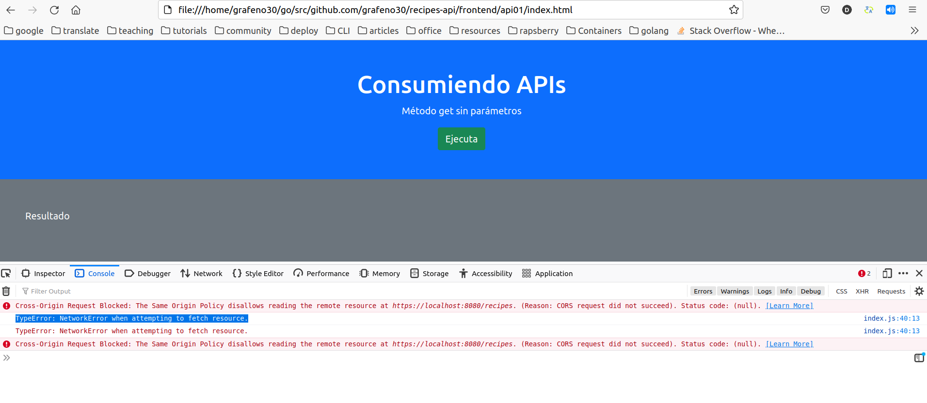 當我使用 javascript 連接到我的 REST API 時：跨域網路錯誤