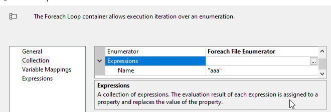 ForEach 回圈的 ForEach File 列舉器運算式中的“name”屬性是什么?