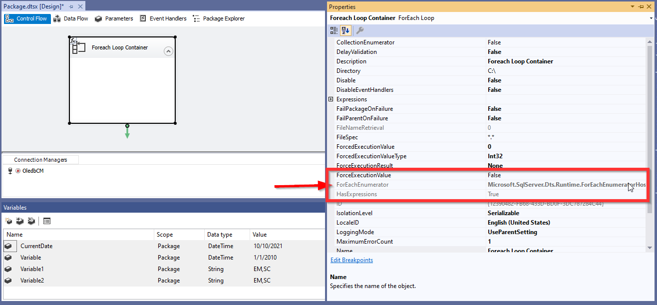 ForEach 回圈的 ForEach File 列舉器運算式中的“name”屬性是什么?