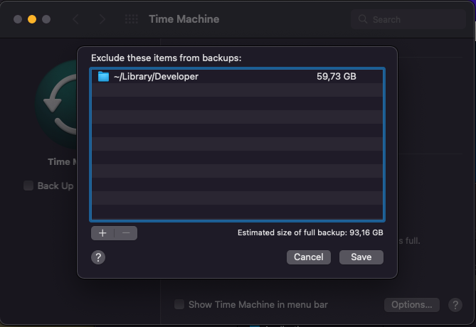 如何從 Time Machine 中排除臨時 Xcode 檔案？