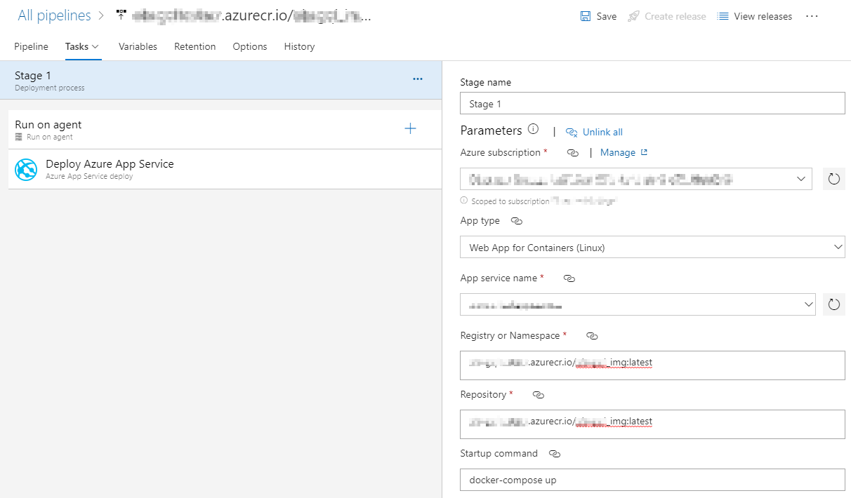 部署 Azure 應用服務任務中的注冊表或命名空間與存盤庫