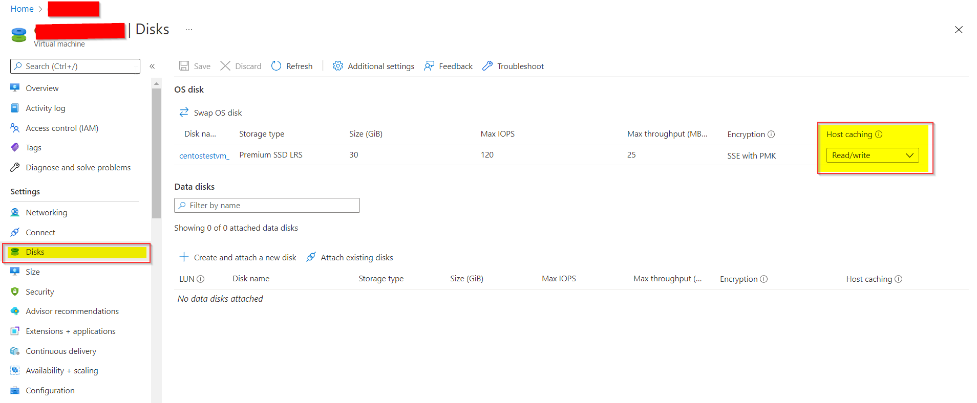 用于獲取 Azure VM 的主機快取狀態的 PowerShell 命令?